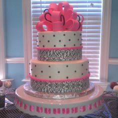 Baby Shower Cake Pink Black and White