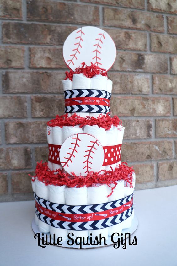 Baseball Baby Shower Diaper Cake