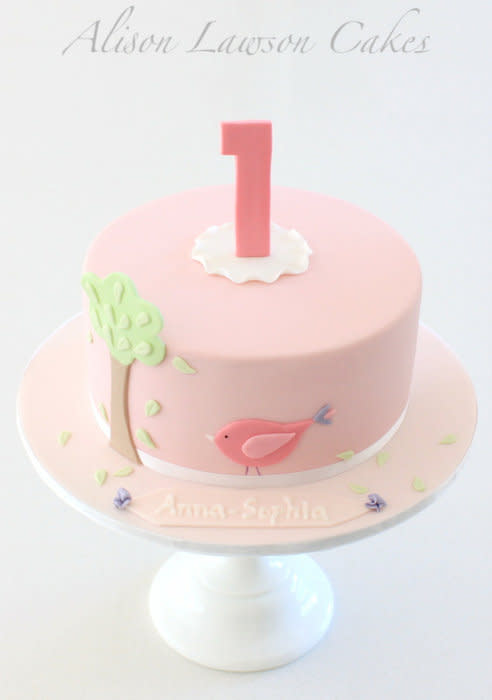 11 Photos of Elegant Baby Girl Bird Birthday Cakes