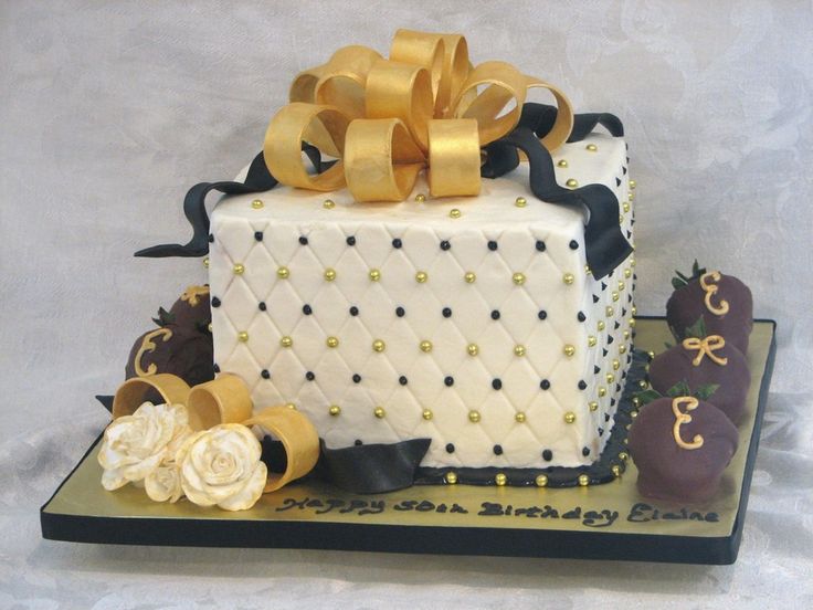 Black and Gold 50th Birthday Cake