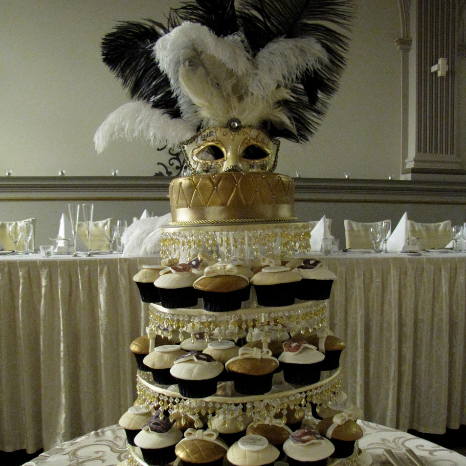 Black and Gold Masquerade Cake