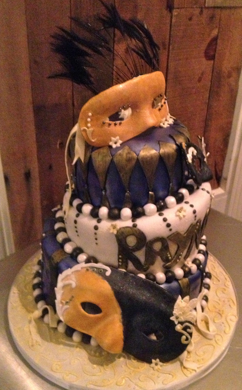 Black and Gold Masquerade Sweet 16 Cake