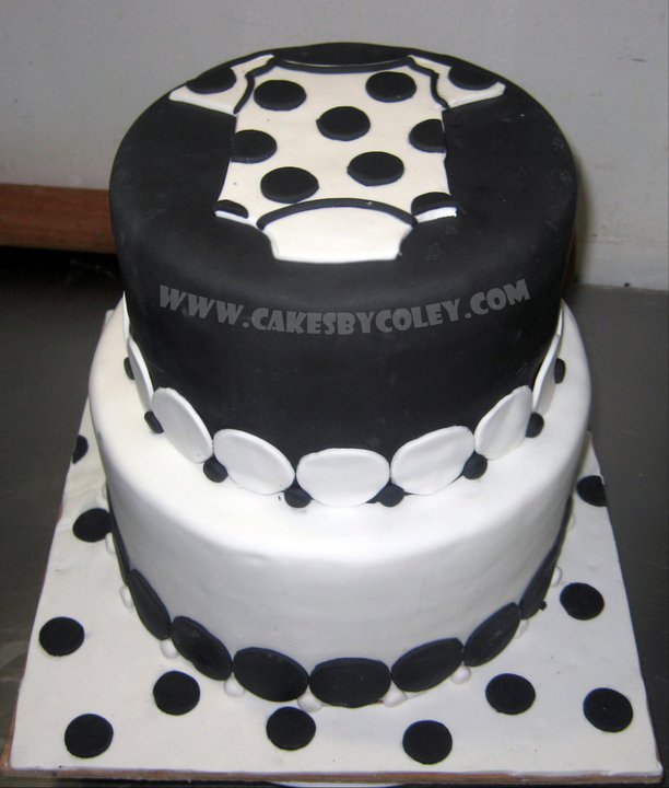 Black and White Baby Shower Cake