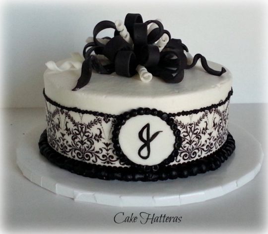 Black and White Birthday Cake