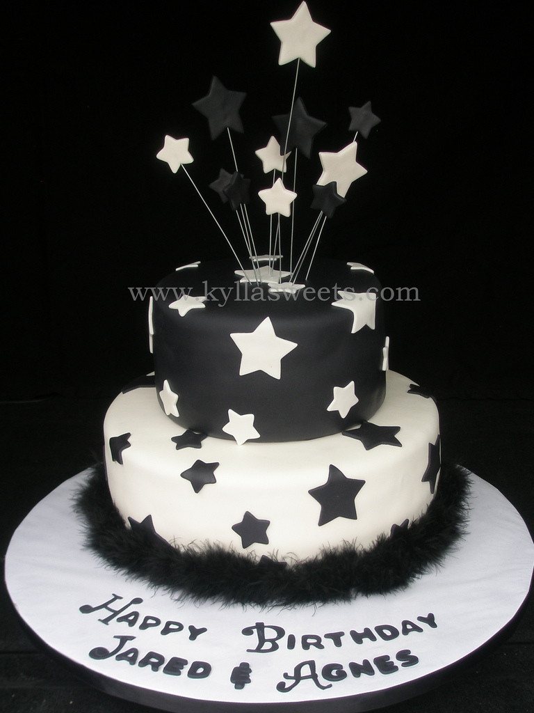 Black and White Birthday Cake