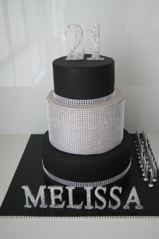 Black Gold and Silver Birthday Cake