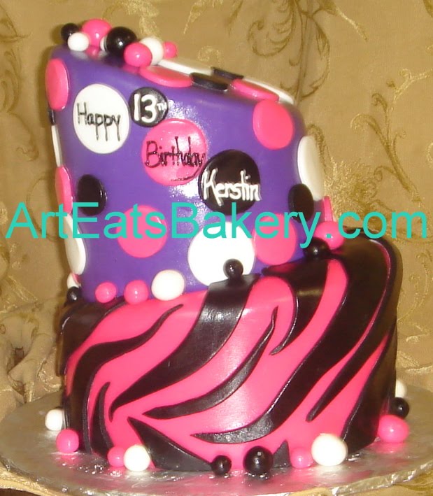 Black Pink and Purple Birthday Cake