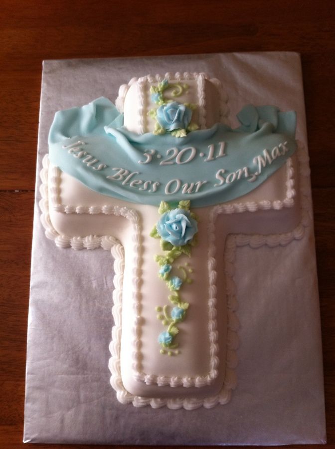 Boy Baptism Cross Cake