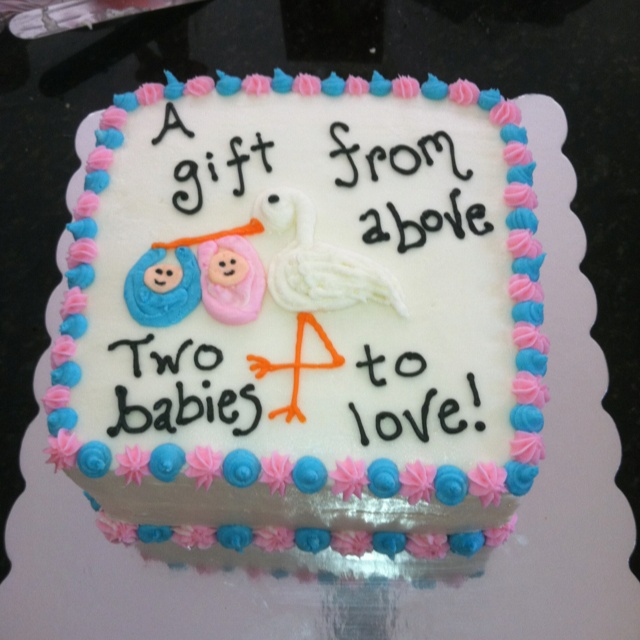 Boy Girl Twin Baby Shower Cake