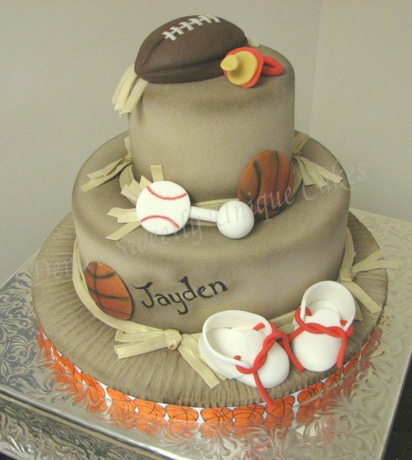 Boy Sports Theme Baby Shower Cake