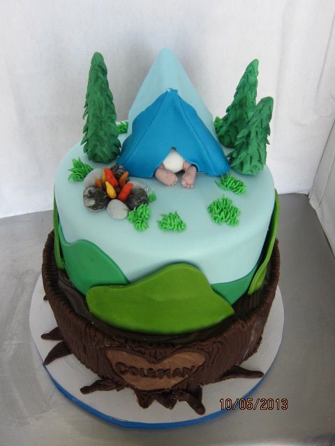 Camping Baby Shower Cake