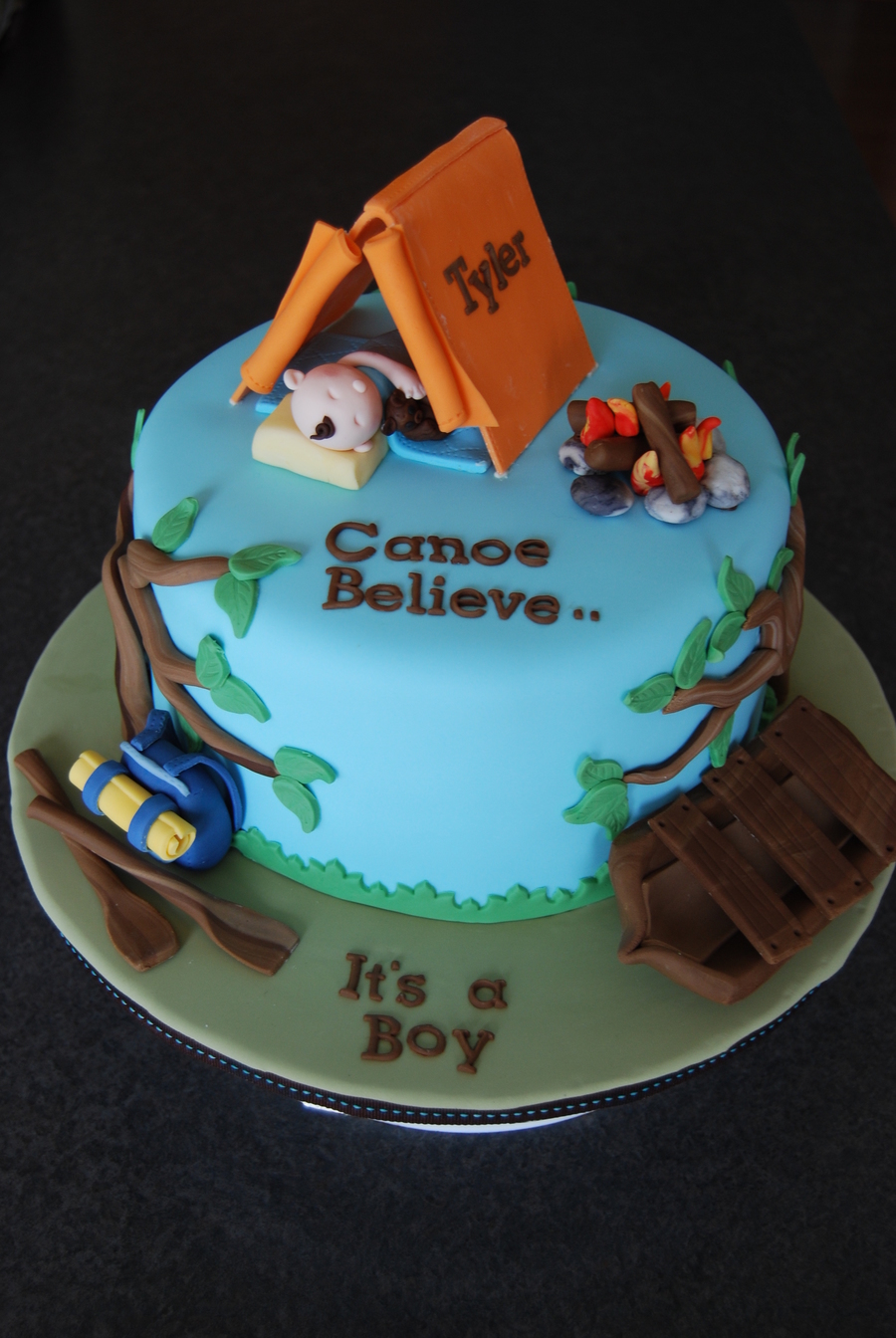 Camping Baby Shower Cake