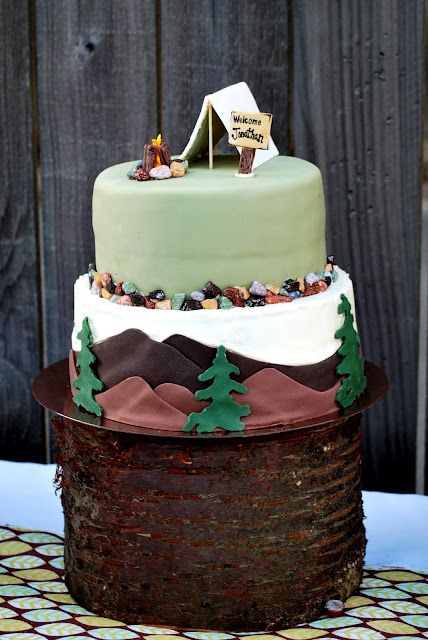 Camping Baby Shower Cake