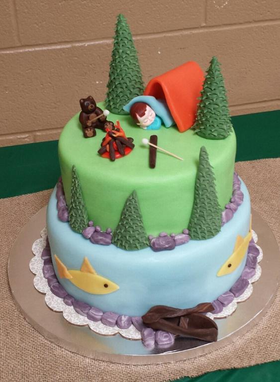 Camping Baby Shower Cake