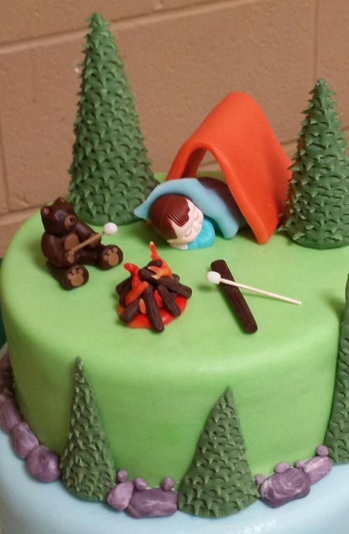 Camping Baby Shower Cake