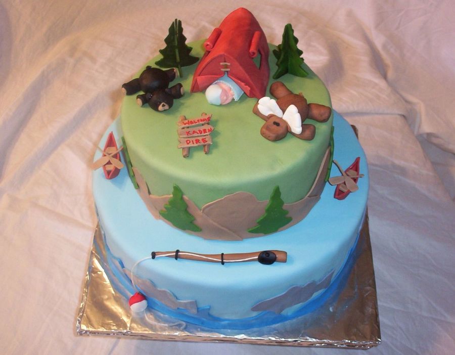 Camping Theme Baby Shower Cake