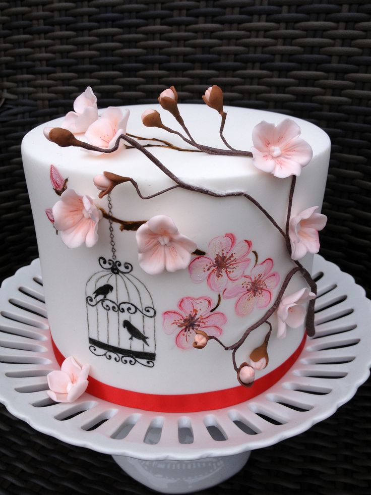 Cherry Blossom Birthday Cake