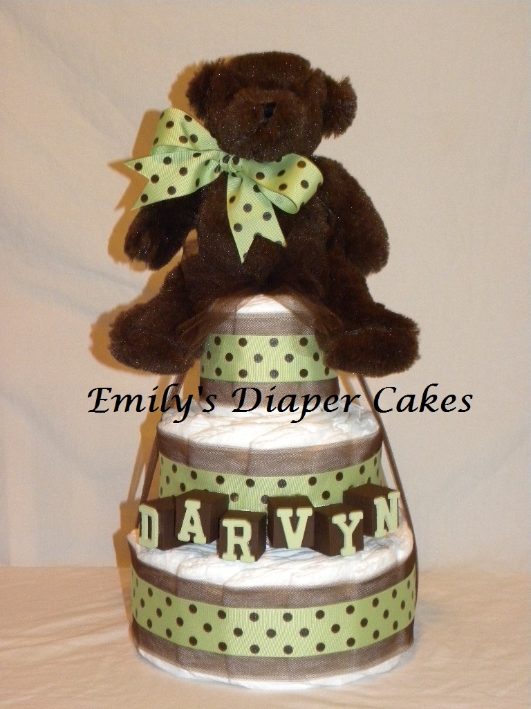 Chocolate and Mint Green Diaper Cake