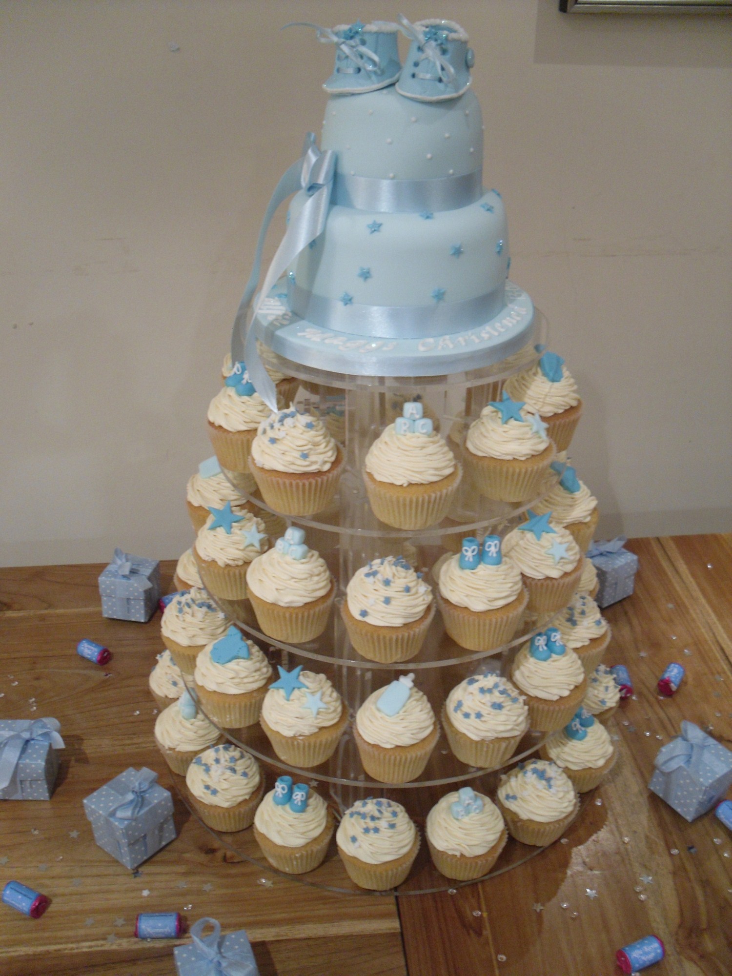 Christening Cake and Cupcakes