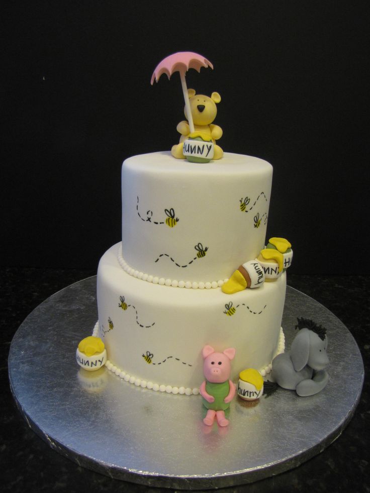 Classic Winnie the Pooh Baby Shower Cake