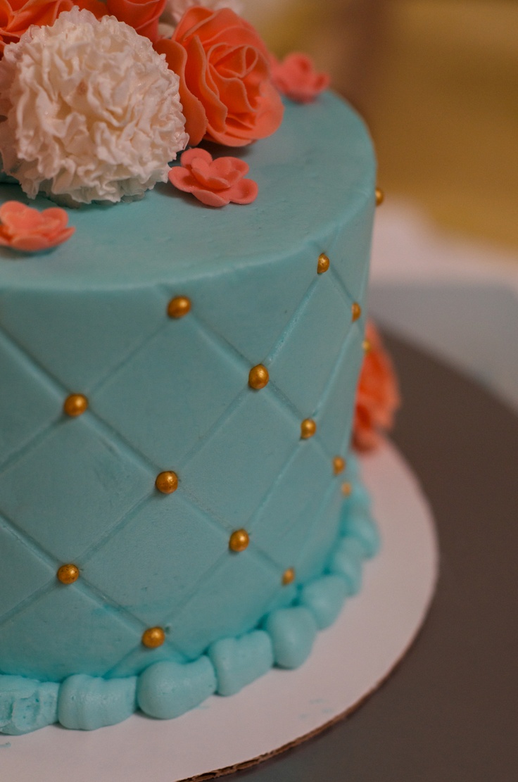 Coral and Tiffany Blue Birthday Cakes