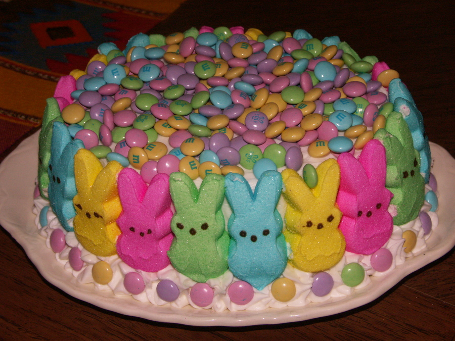 Easter Cake with Peeps and M