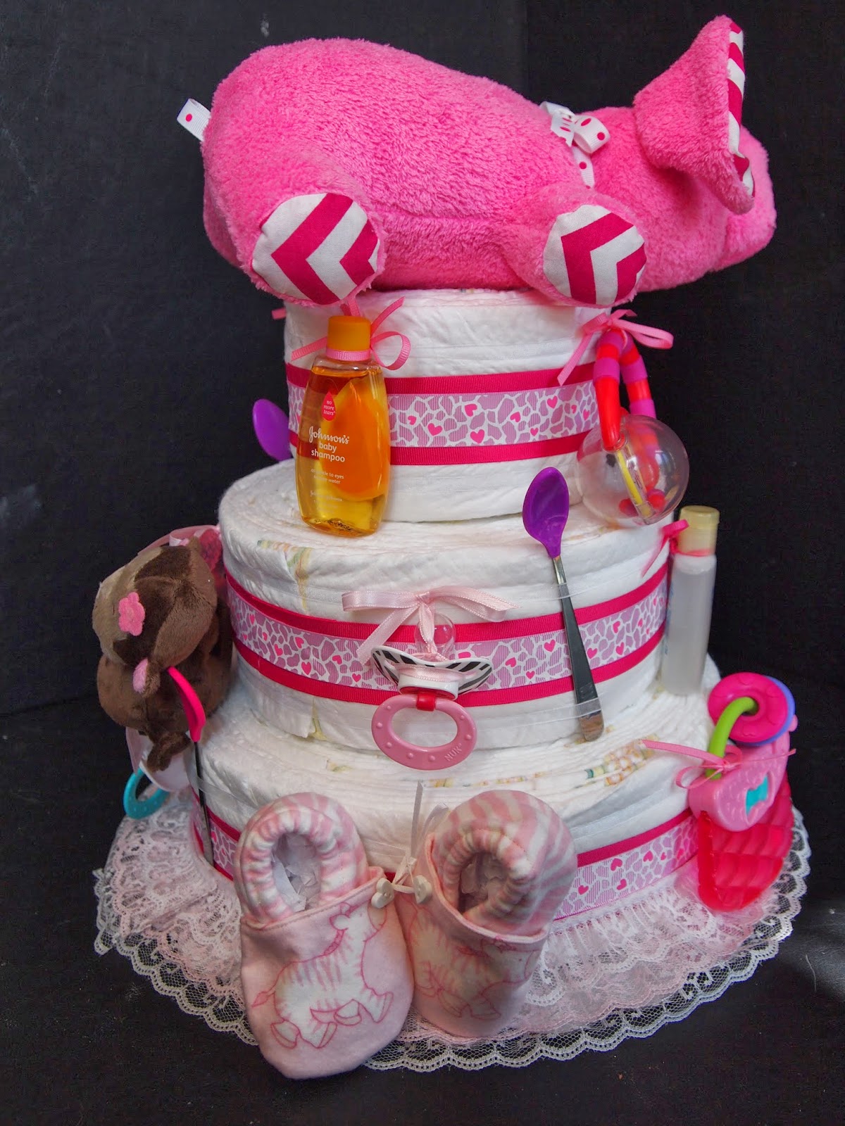 Elephant Wash Cloth Diaper Cake