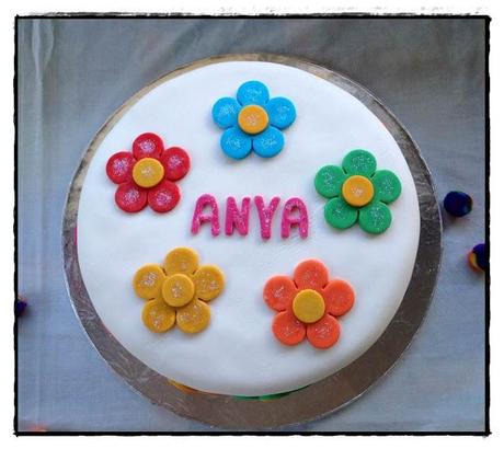 Girls Birthday Cake Rainbow Flowers