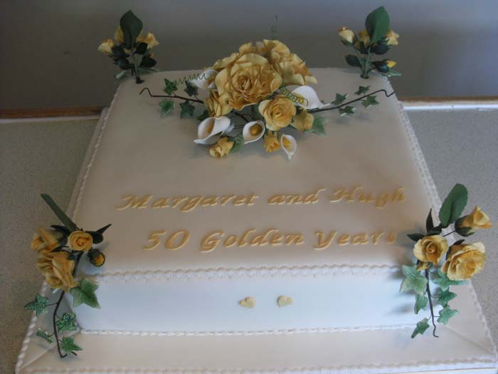 Golden Wedding Anniversary Cake