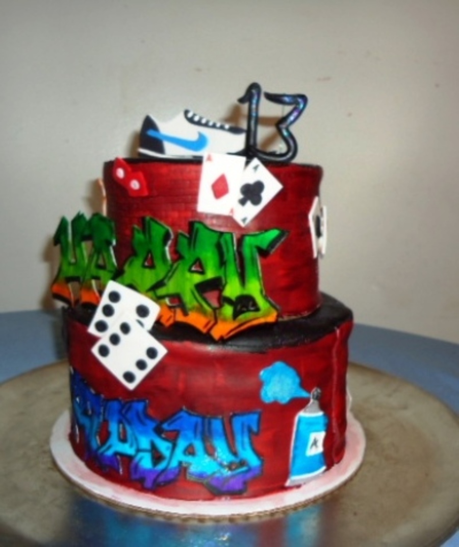 Graffiti Happy Birthday Cake