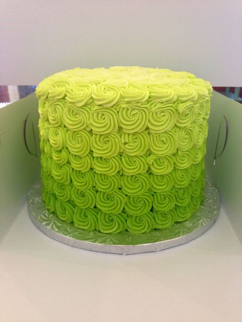 Green Ombre Rose Cake