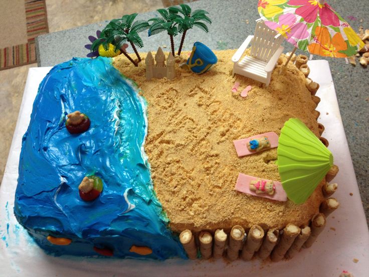 Homemade Beach Birthday Cake