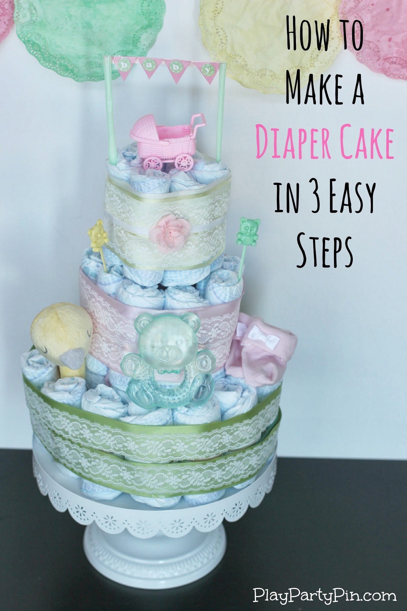 How to Make a Diaper Cake Baby Shower