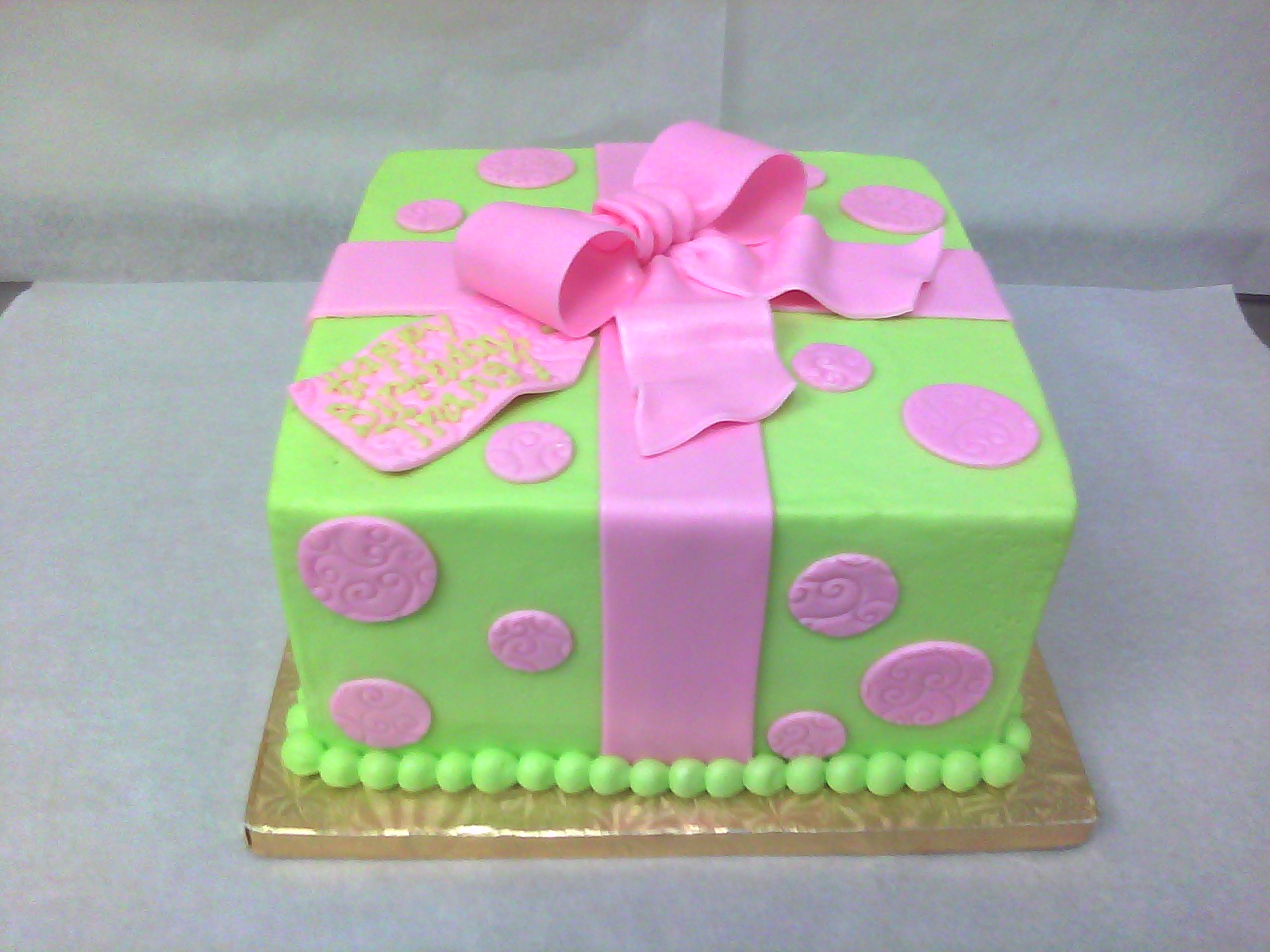 Lime Green and Pink Birthday Cake