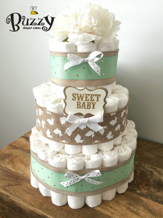 Mint Green Baby Shower Cake