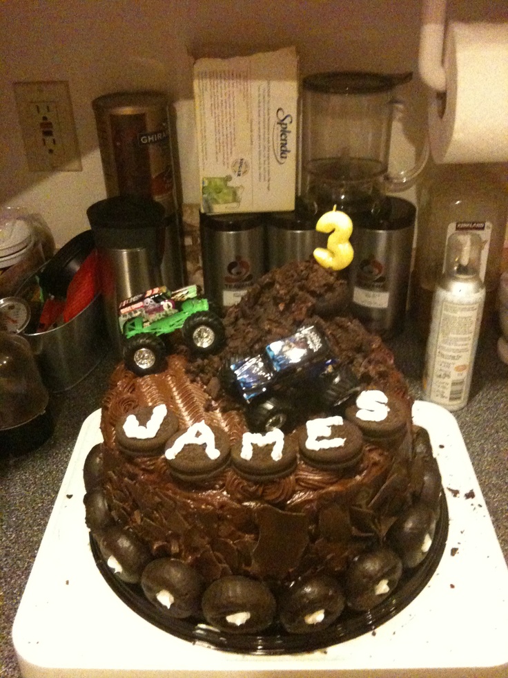 Monster Truck Birthday Cakes with Donuts