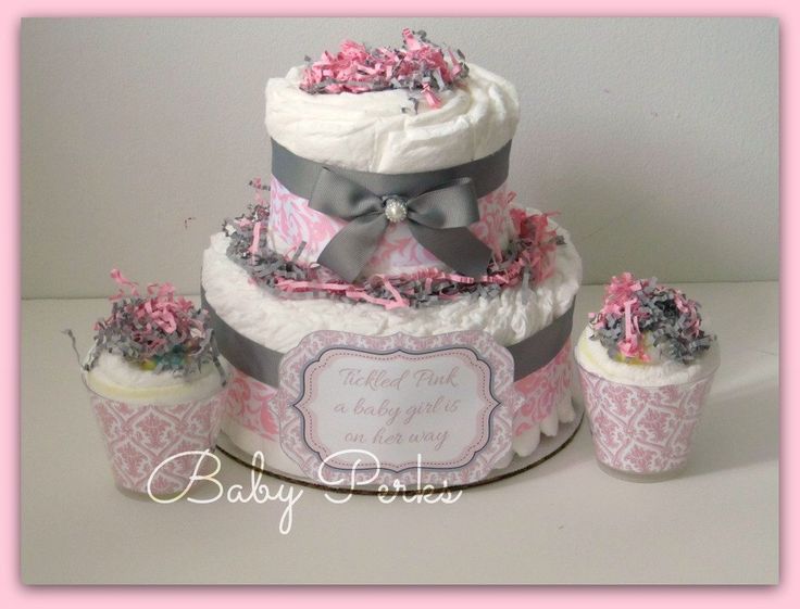 Pink and Gray Baby Shower Cake