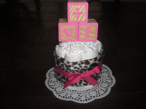 Pink and Leopard Diaper Cake