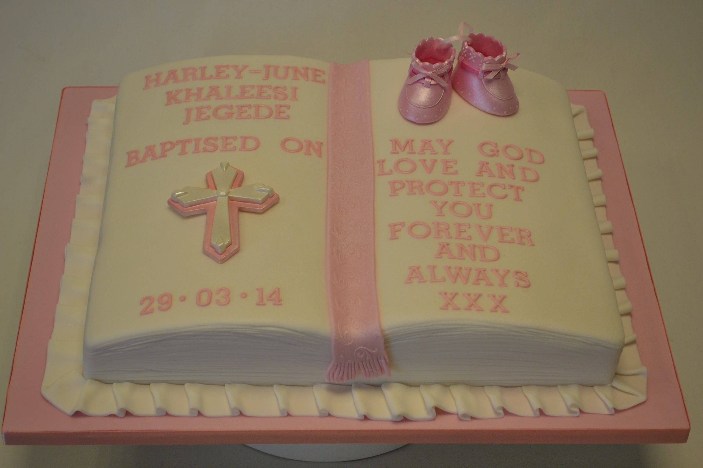 Pink Bible Cake Baptism