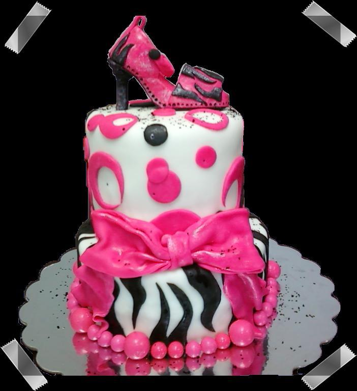 Pink Girly Girl Birthday Cake