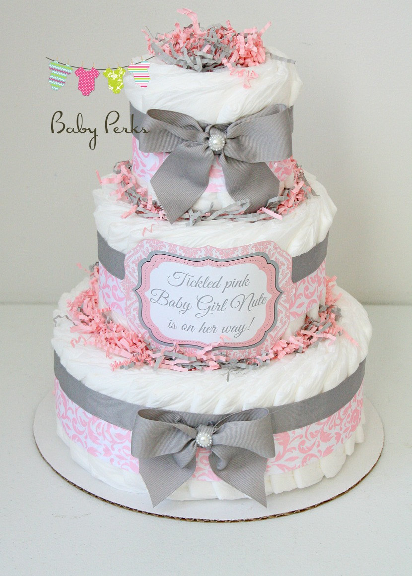 Pink & Grey Baby Shower Cake