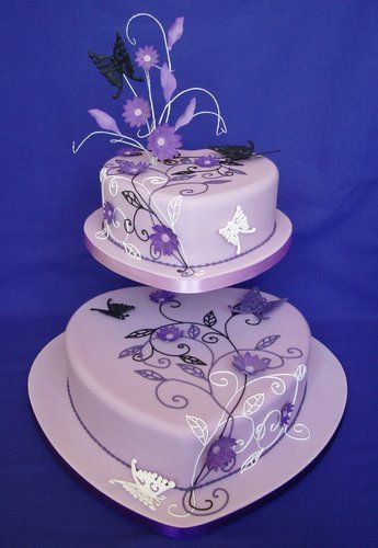 Purple Heart Shaped Wedding Cakes