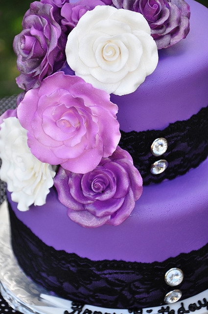 Purple Rose Birthday Cake