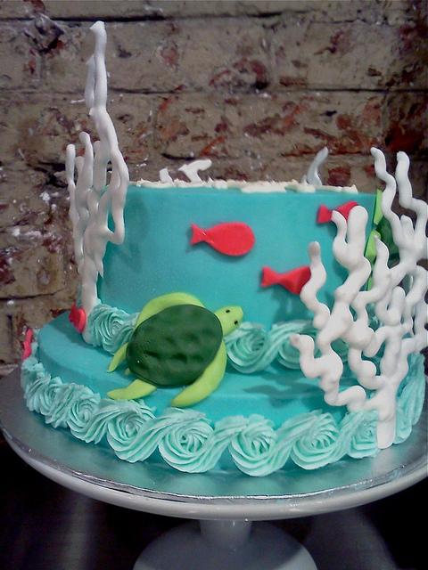 Sea Turtle Ocean Theme Birthday Cake