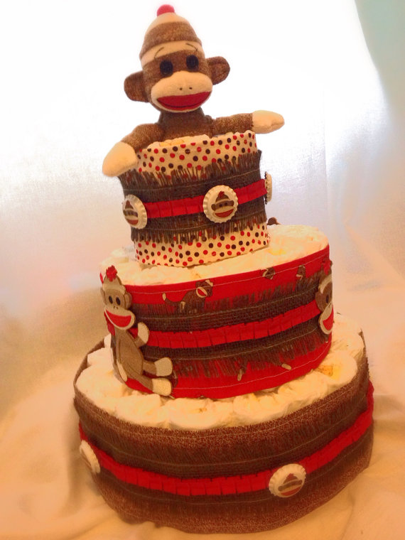 Sock Monkey Diaper Cake