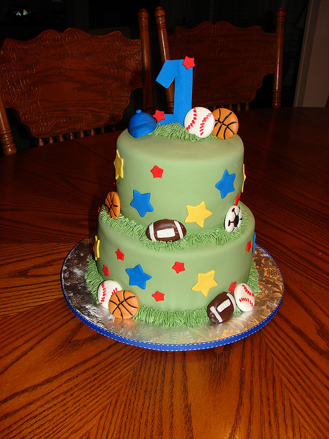 Sports Theme 1st Birthday Cake