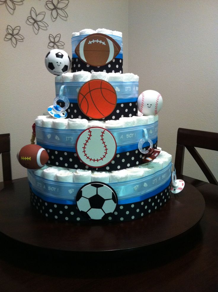 Sports Theme Baby Shower Diaper Cake