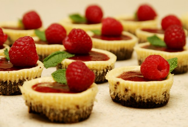 These Mini Chocolate Raspberry Cheesecakes