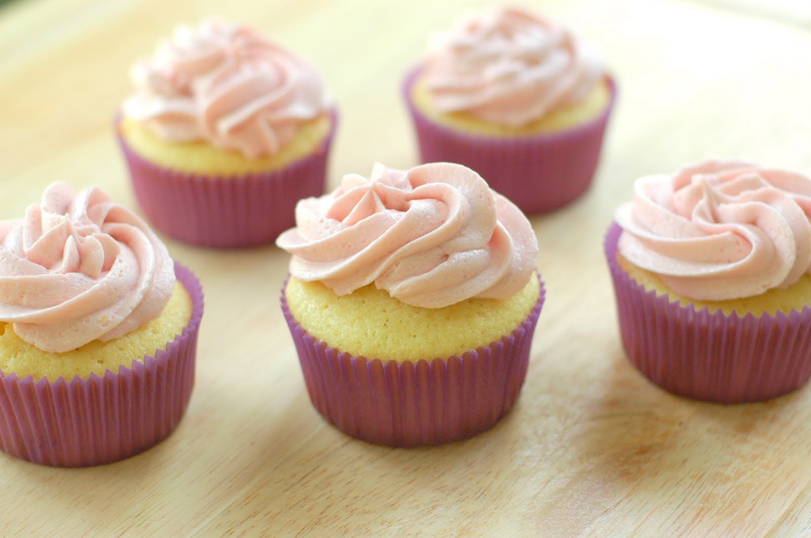 Vanilla Cupcakes with Raspberry Buttercream