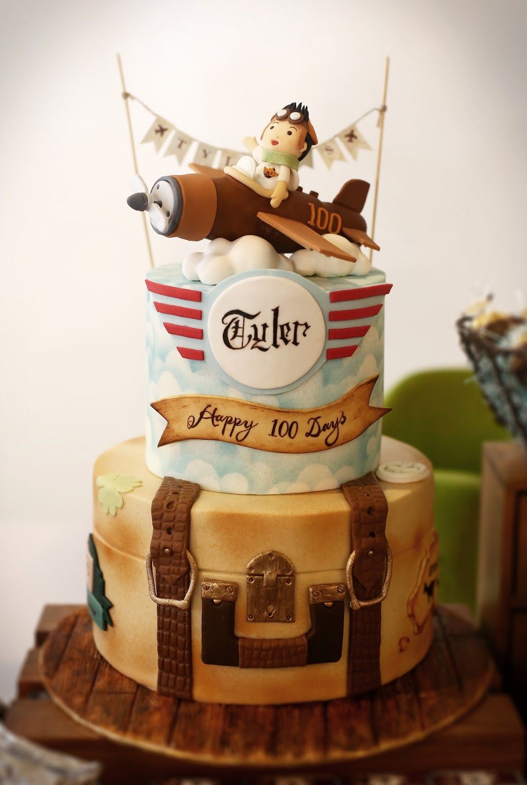 Vintage Plane Baby Shower Cake